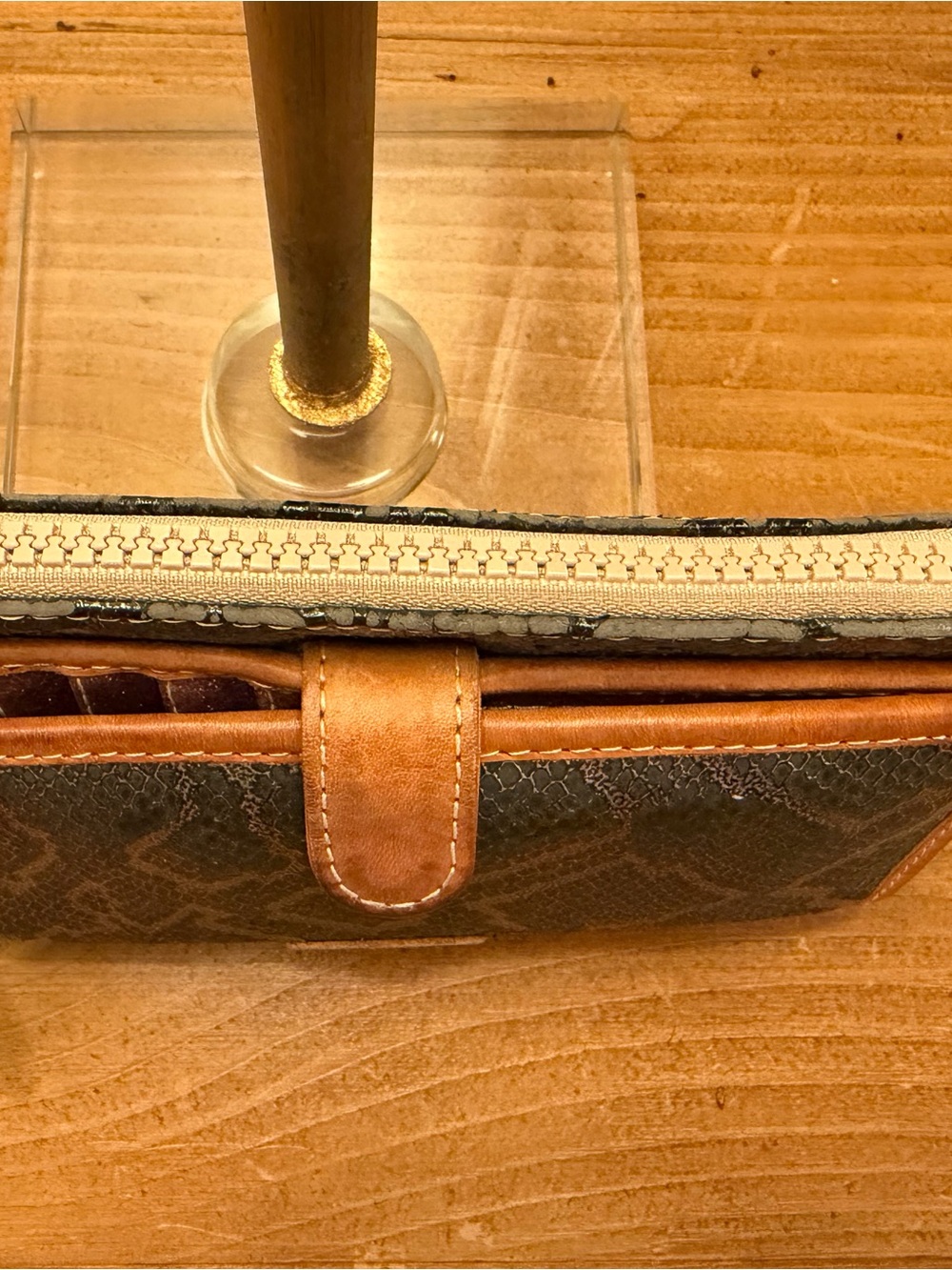 Consuela Black and Brown Textured Wallet with Logo Patch - Picture 4 of 11